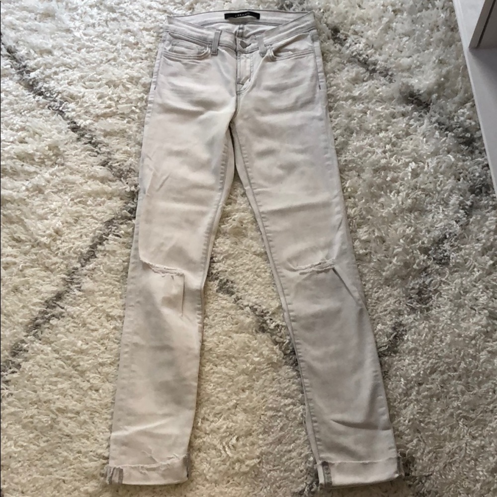 J Brand White Destroyed Hysteria Jeans Sz 25
